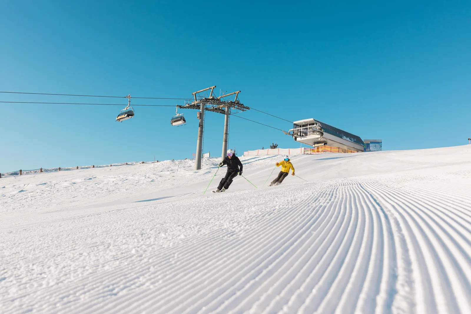Frisch präparierte Piste im Lungau